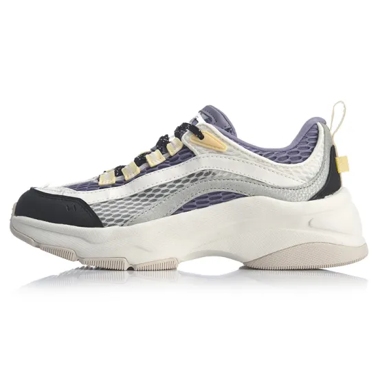 LiNing Aurora WindWalker Anti-Slip Wear-Resistant Breathable Balance Low-Top Chunky Sneakers Women's Lavender Gray