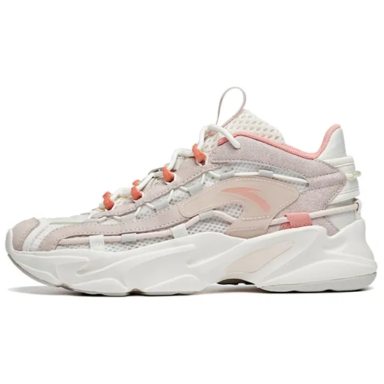 ANTA Walker Casual Shoes Women's Low-Top Ivory White/Lotus Grey/Light Nude