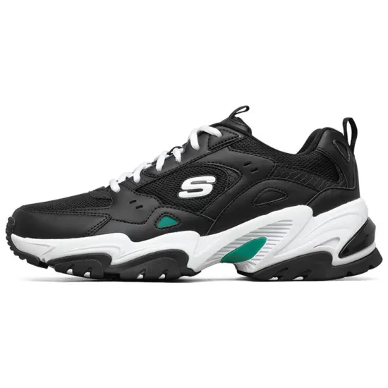 Skechers Stamina V2 Low-Top Running Shoes Black/Green/White