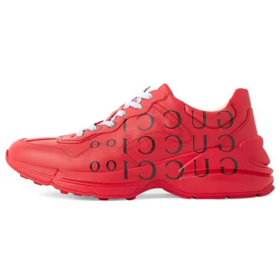 GUCCI Rhyton Chunky Sneakers Men Low-Top Red Black