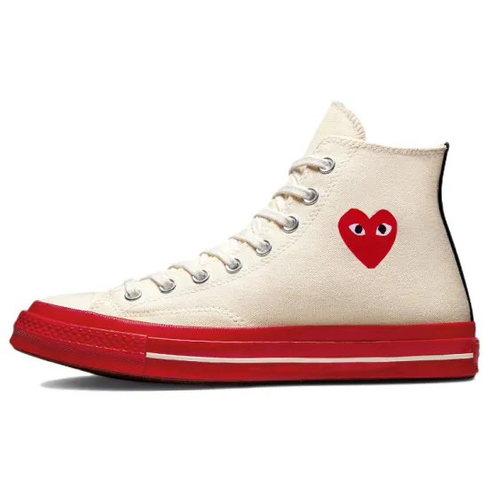 Converse Chuck Taylor All Star 70 Hi Comme Des Garcons PLAY Egret Red Midsole