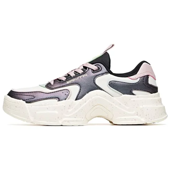 ANTA Chunky Sneakers Women's Low-Top Black Ivory White/Gray Purple
