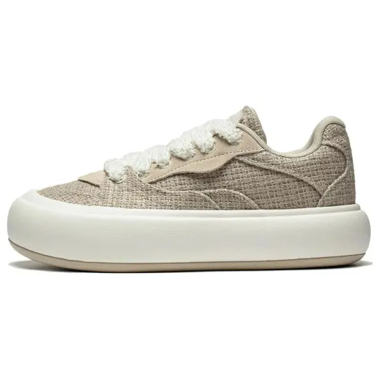LiNing Puff Platform Anti-Slip Wear-Resistant Low-Top Casual Shoes Women's Brown