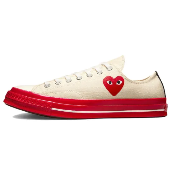 Converse Chuck Taylor All Star 70 Ox Comme Des Garcons PLAY Egret Red Midsole