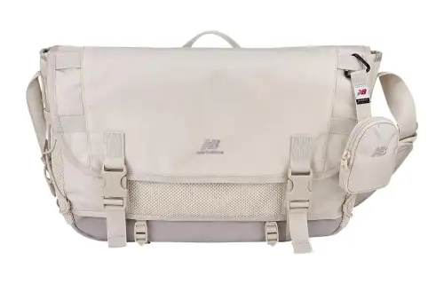 New Balance Nylon Messenger Bag, Shoulder Bag, Crossbody Bag Large Men's Ecru