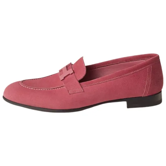 HERMES Paris Loafers Women's Rose Red