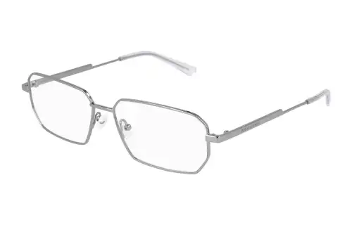 Bottega Veneta Metal Irregular Shape Eyeglass Frames Unisex Silver