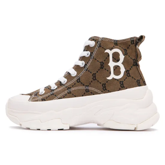 MLB Chunky High Canvas Shoes Unisex High-Top Beige Brown