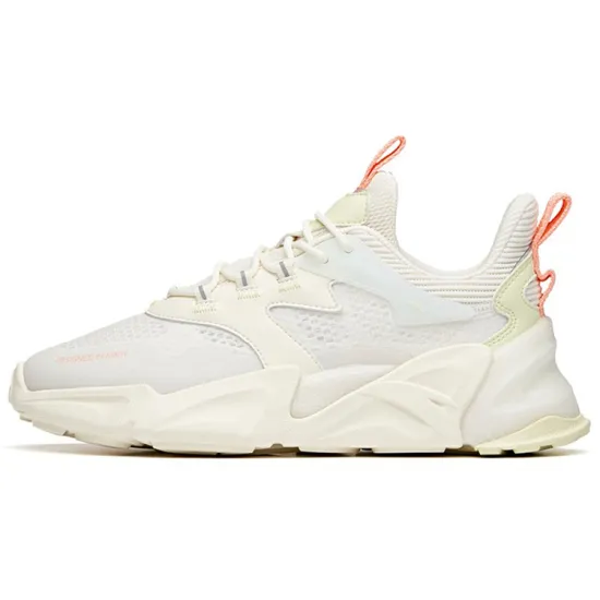 ANTA Chunky Sneakers Women's Low-Top Light Beige White/Princess Green