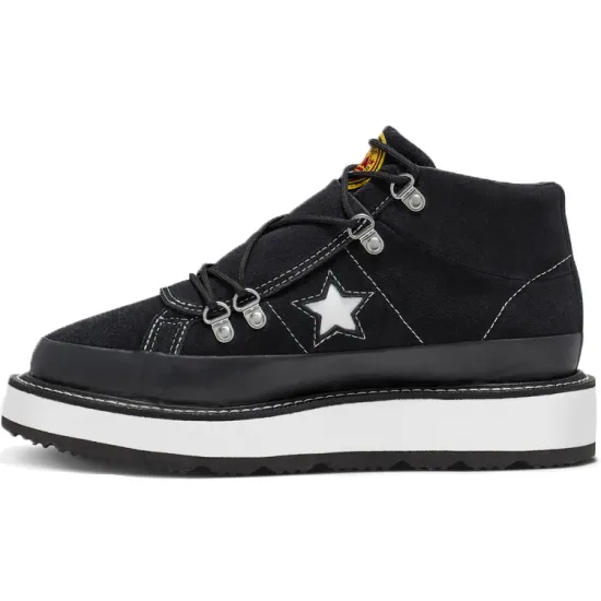 Converse Fleece Lined Boot One Star Thick Sole Black White Women's