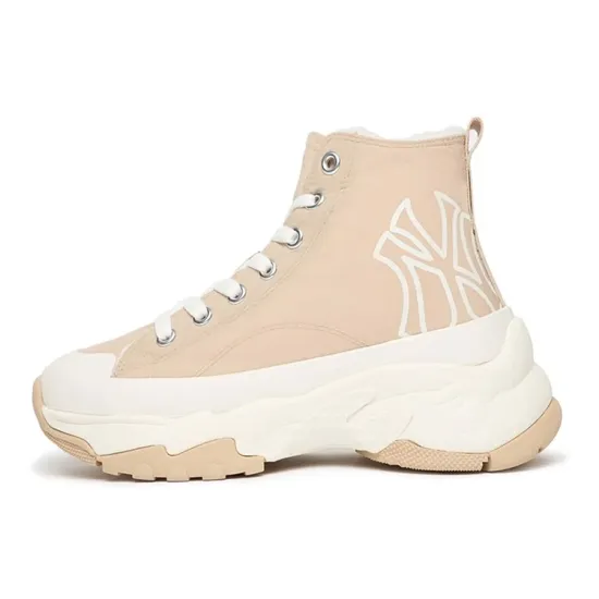 MLB Chunky High Canvas Shoes Unisex High-Top Beige