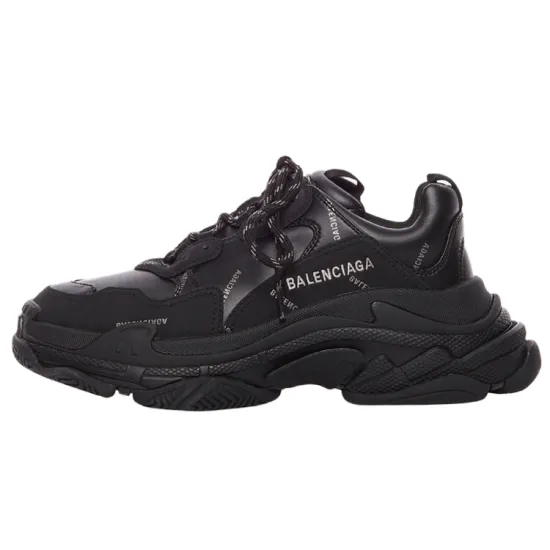 Balenciaga Triple S AllOver Logo Black Grey Leather Free