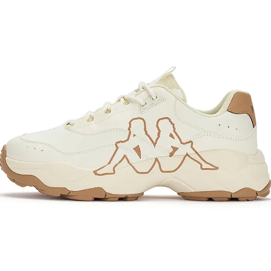 Kappa Anti Slip Wear Resistant Low Top Chunky Sneakers Unisex White Brown