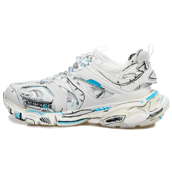 Balenciaga Track 1.0 Chunky Sneakers Men Low-Top White Blue