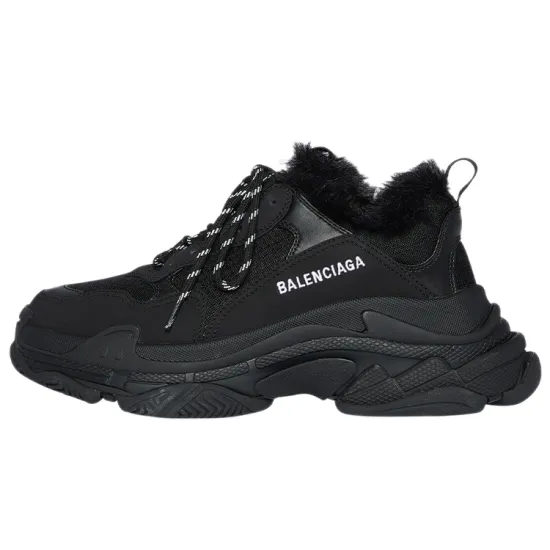 Balenciaga Triple S Fake Fur Black Women's