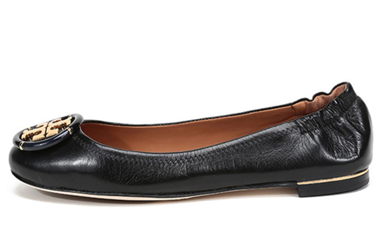 TORY BURCH Минни просто и элегантно металлический LOGO овчина на плоской подошве обувь женский черный