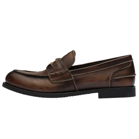MIU MIU Logo-embossed Leather Penny Loafers