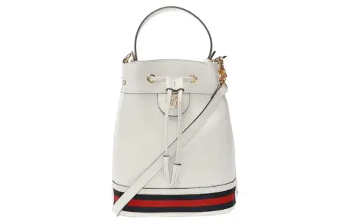 GUCCI Leather Bucket Bag, Shoulder Bag, Crossbody Bag, Handbag Regular Women's White