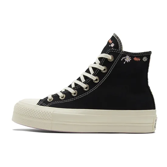 Converse Chuck Taylor All Star Lift Hi Black Floral Embroidery Women's