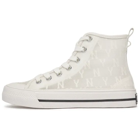 MLB Playball Anti-Slip And Wear-Resistant Lightweight Cushioning High-Top Canvas Shoes Unisex White