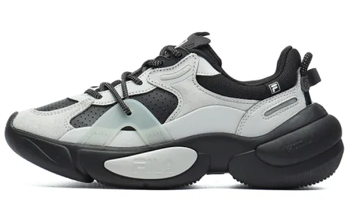 FILA Fila Cloud two-layer cowhide and two-layer suede, comfortable for sports, shock-absorbing and wear-resistant, low-top dad shoes, women's style, black