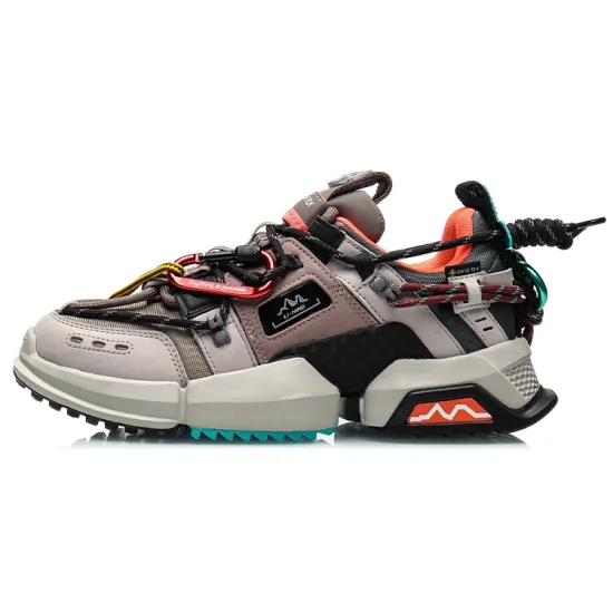 LiNing Cushioning Anti Slip And Wear Resistant Height Increasing Low Top Chunky Sneakers Women's Brown