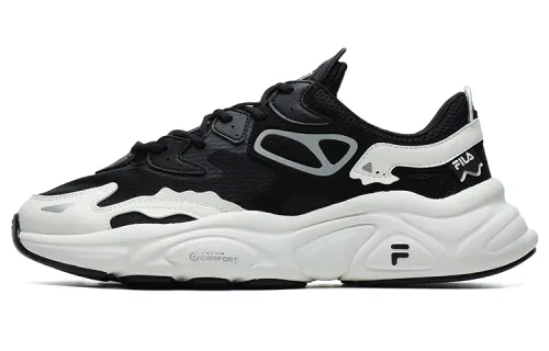 FILA FUSION Cow Leather, Textile Low top Chunky Sneakers Men's Black White