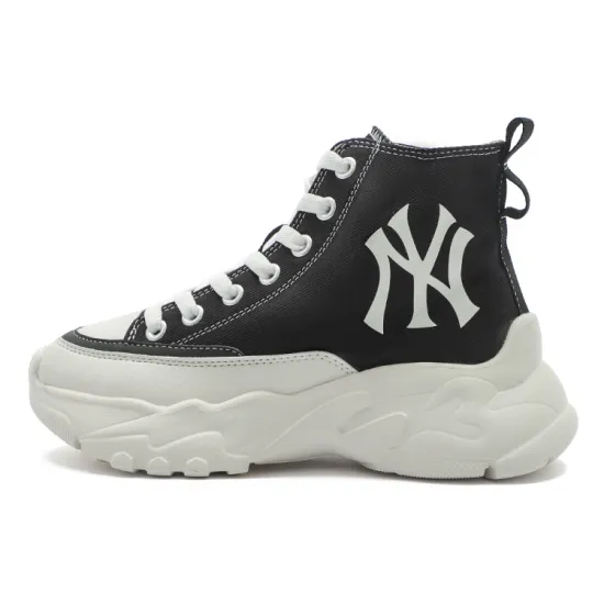 MLB Chunky High Wear Resistant Height Increasing High Top Canvas Shoes Unisex Black