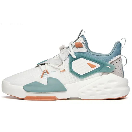 ANTA Chunky Sneakers Men Mid-Top Ivory White/Grayish Green/Second Gray