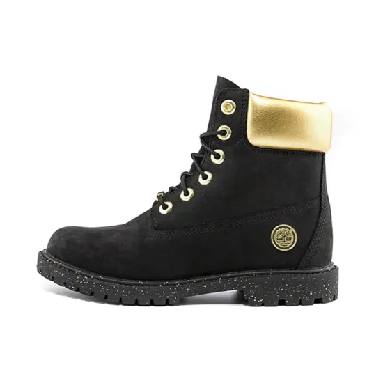 Timberland Heritage 6 Inch Waterproof Boots 'Black Nubuck With Gold' Women's