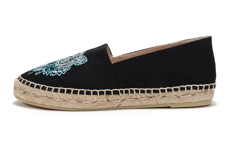 KENZO Тканевая вышитая конопляная конопля женский для отдыха туфли женский черный