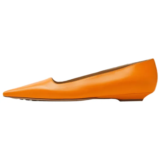 Bottega Veneta Leather Ballet Flat Orange Women's