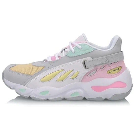 LINING Butterfly Chunky Sneakers Women's Low-Top Microcrystalline Gray/Cherry Blossom Pink