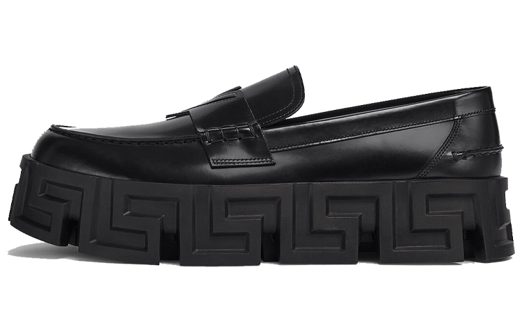 Версаче Грека Лабиринт из натуральной кожи Удобно и универсально для отдыха туфли мужской стиль черный