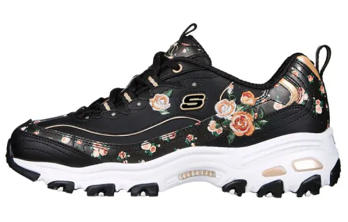 Skechers D'Lites 1.0 Blooming Leather Low top Chunky Sneakers Women's Black