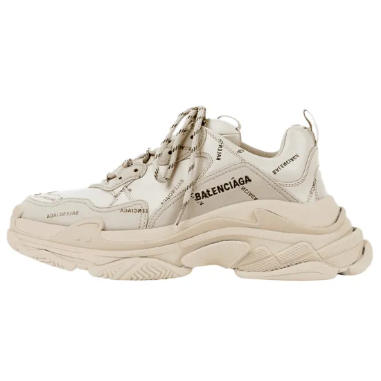 Balenciaga All Over Logo Triple S Beige Black