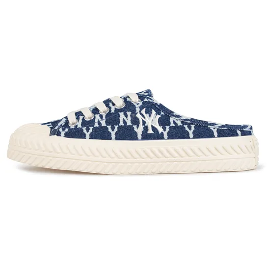 MLB Playball Mule Mono Denim Wear Resistant Low Top Canvas Shoes Unisex Denim Dark Blue