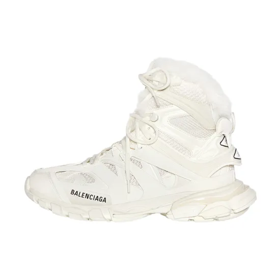 Balenciaga Track Hike Boots Faux Fur Beige Women's