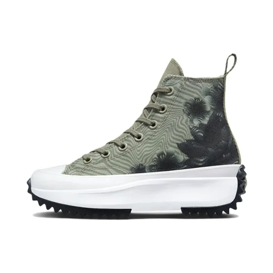 Converse Run Star Hike Platform Wear Resistant High Top Canvas Shoes Unisex Green