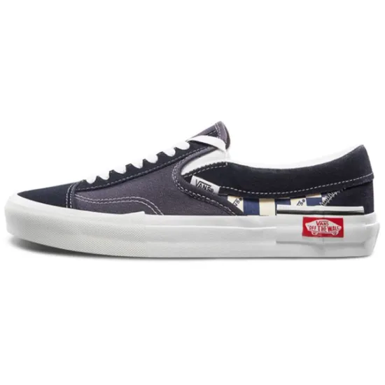 Vans Slip-on Canvas Shoes Unisex Low-top Blue/White