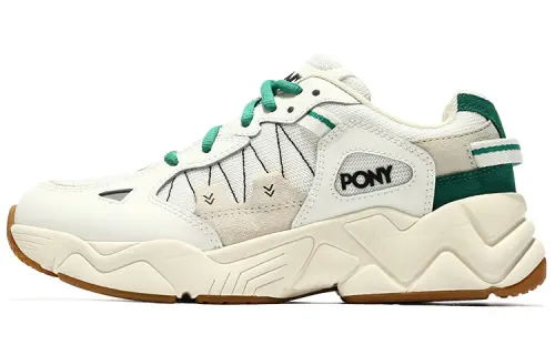 Pony Slip Resistant Abrasion Resistant Low top Chunky Sneakers Men's White Green
