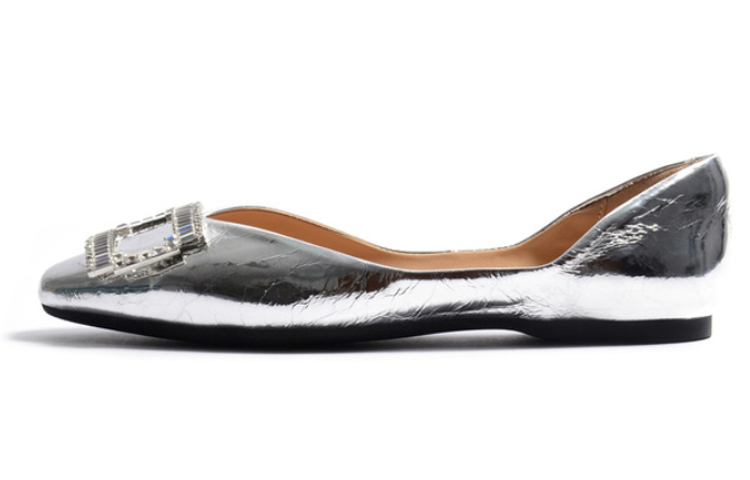 STEVE MADDEN /Симидон удобен сторона Пустая голова на плоской подошве обувь женский серебряный