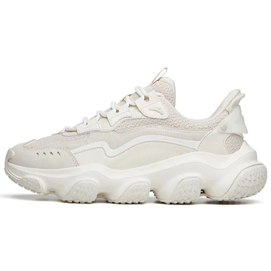 ANTA Chunky Sneakers Men Low-Top Mud Sand Gray/Ivory White