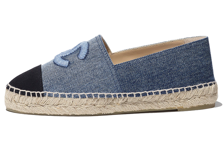 CHANEL Шанель кожа популярный Рыбак на плоской подошве женский для отдыха туфли женский джинсовый голубой