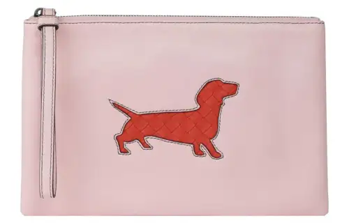 Bottega Veneta Leather Wrist Bag Clutch Women's Pink