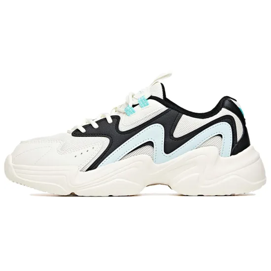 ANTA Chunky Sneakers Women's Low-Top Ivory White/Black/Blue