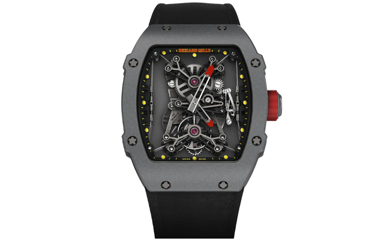 RICHARD MILLE Richard Mille automatic/manual mechanical movement men's watch Richard Mille limited edition chronograph barrel-shaped Swiss watch 46mm hollow dial carbon fiber case RM 27-01
