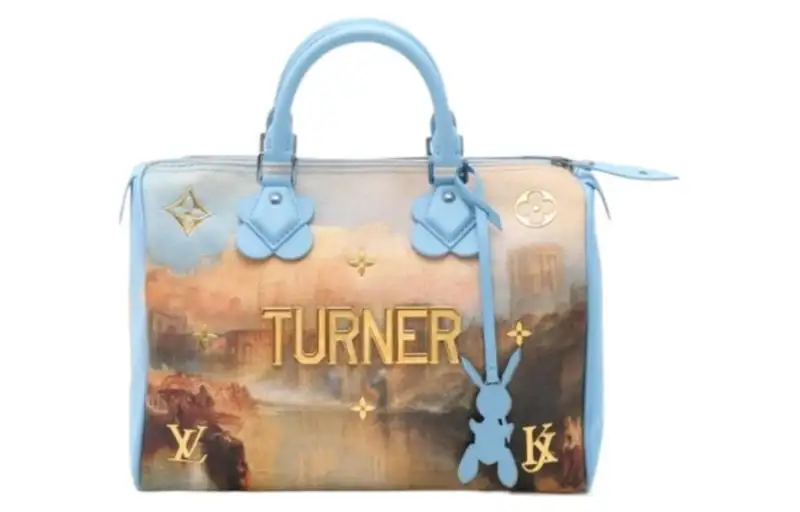 LOUIS VUITTON Speedy Polyvinyl Chloride Leather Handbag Women's Beige/Light Blue