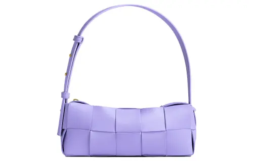 Bottega Veneta Brick Casstte Sheepskin Waffle Bag, Shoulder Bag, Handbag Small Women's Crystal Purple