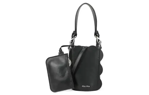 MIU MIU Cow Leather Bucket Bag, Portable Crossbody Bag, Shoulder Bag Women's Black